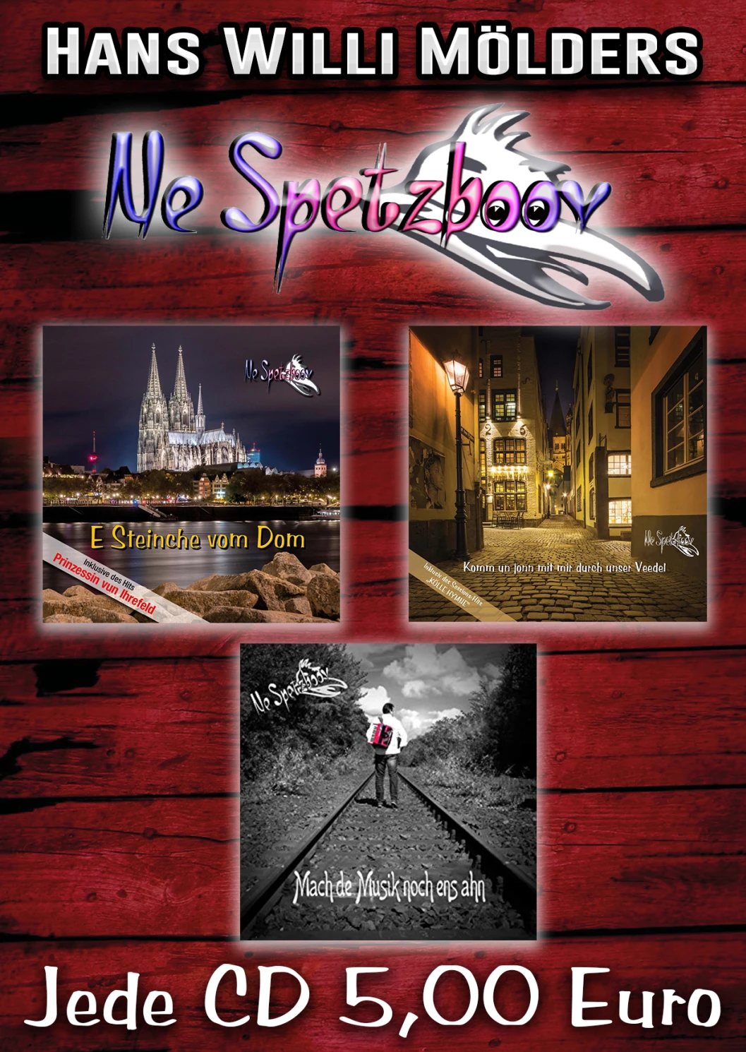 Plakat der CD-Sonderaktion – drei Alben von Ne Spetzboov für je 5,00 €